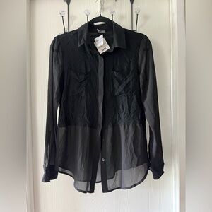 Sparkle & Fade Black Sheer Blouse